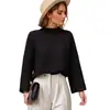 Suéter Pulóver de Manga Nueve Cuartos Nuevo Otoño 2023 Top Holgado para Mujer Color Sólido Camisa Base de Manga Larga Casual Versátil