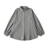 Exportación Transfronteriza Ropa de Mujer 2025 Otoño Estilo Europeo y Americano Solapa Bolsillo con Solapa Pantalones Camisa a Cuadros Decorativa Tops para Mujer Z425213