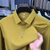 Camisa polo de manga larga antibacteriana de nailon 7A sin costuras con botones de presión para hombre, nuevo estilo otoño 2026, cuello camisero, camiseta casual para hombre