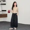 Pantalones para Niñas 2026 Otoño Nuevo Estilo Niños Medianos y Grandes Pantalones de Pierna Ancha de Lunares Pantalones Deportivos Casuales Pantalones de Chándal para Estudiantes