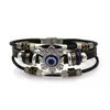Pulseira Olho Grego Turco Masculina e Feminina Moda Europeia e Americana Joias Retrô Multicamadas Punk Pulseira de Couro Pulseira