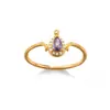Anillo de Zirconia Morada con Lazo Dulce en Forma de Corazón de Lujo Ligero Transfronterizo Chapado en Oro de 18 Quilates Anillo de Nicho de Gama Alta Venta al por Mayor
