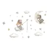 BR0210E Pegatinas de Pared Autoadhesivas de Animales Lindos con Estrellas de Dibujos Animados para Habitación Infantil, Guardería, Salón de Clases