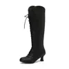 40-50 Botas de Mujer Tallas Grandes Otoño/Invierno Retro Británicas Comercio Exterior Transfronterizo Tacón Medio Con Cordones Botas Altas H720