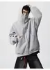 Jaqueta Moletom com Capuz Estilo Retrô Americano com Design de Rebites, Marca da Moda Corte Solto Esportivo Casual para Homens, Novas Roupas Masculinas