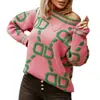 2026 Marca Independiente Europea y Americana Otoño e Invierno Nuevo Estilo Dd Suéter de Punto Holgado Cuello Redondo Estilo Perezoso Transfronterizo Tendencia de Moda para Mujer
