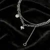 Collar con Colgante de Corazón y Letra Estilo Hip-Hop de Doble Capa Dulce y Fresco para Mujer, Cadena para Clavícula con Borla de Lujo Ligero de Nicho de Alta Gama