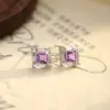 Pendientes de botón de plata S925 Hui Kai Jewelry para mujer, Pendientes de piedra de cristal natural cuadrados, Joyería de lujo ligero en stock