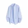 2026 Transfronteiriça Amazon Nova Camisa Masculina Listrada Solta de Manga Longa Moda Jovem Casual Cardigan Camisa para Homens