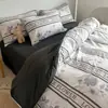 Conjunto de cama minimalista estilo Nantong de quatro peças, adequado para todas as estações, feito de algodão com estampa reativa