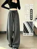 Calça de perna larga casual de cintura alta, afunilada, estilo esportivo e elegante, com strass de floco de neve, para mulheres, novo estilo outono/inverno 2026