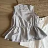 Vestido Regata Estilo Coreano com Barra Franzida e Cordão, Design Simples de Gola Redonda Sem Mangas Emagrecedor, Top Soltinho Sem Mangas para Mulheres