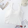 Camisola Cuadrada de Algodón con Hermoso Diseño en la Espalda, Copas Fijas Integradas, Acolchada, Adecuada para Usar en Capas o Sola, Sujetador Deportivo