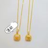 Colar com Pingente de Açúcar Dourado da Areia do Vietnã Brincos de Anel Pequeno de Açúcar Simples para Mulheres Joias Joias Banhadas a Ouro de Cobre Conjunto