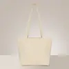 Bolsa de Lona de Poliéster-Algodón Negra con Bordado, Impresión por Transferencia Térmica, Bolsa Tote Personalizada, Bolsa de Lona Lisa en Blanco