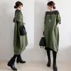 Exportación de comercio exterior transfronterizo de vestido de retazos de cuello redondo holgado talla grande estilo japonés y coreano otoño 2025 para mujer