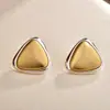 Pendientes Triangulares Cepillados de Color Contrastante Personalizados, Pendientes de Estilo Fresco de Alta Gama, Pendientes Geométricos Elegantes Retro Franceses para Mujer