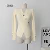 Outono 2024 Novo Cardigan de malha com decote em V Casaco de suéter fino feminino com decote em V