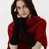 Luvas Sem Dedos de Cor Pura com Design de Nicho Estilo Coreano Lã Macia Tricotada para Homens e Mulheres Moda Outono e Inverno Mangas Quentes