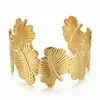 Pulsera transfronteriza oceánica europea y americana con palmera, estrella de mar, concha, diseño único y moderno, pulsera abierta en forma de hoja