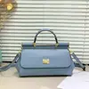Bolso Cruzado de Hombro Único de Cuero Auténtico con Estampado de Palmeras Horizontal de Color Sólido para Mujer, Bolso Platinum Modelo Nuevo