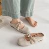 Sapatos de Fim de Noite Sem Salto Preguiçosos Aumentadores Internos de Altura com Solado Grosso Estilo Francês Sapatos Meio Aberto de Primavera para Uso Externo de Verão Feminino Meio Chinelos Muffin