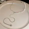 Aretes y Collar de Fragmentos Geométricos Plateados de Verano, Cadena para Clavícula de Lujo Ligero de Alta Gama, Accesorio de Cuello Versátil Simple y de Moda para Mujer