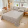 2026 Novo Estilo Algodão Puro Padrão Waffle Auspicioso Tradicional Tecido Grosso Lençol de Cama Conjunto de Três Peças