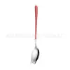 Vajilla transfronteriza de acero inoxidable 304 cuchara para ensalada tenedor cuchara de mango largo cuchara tenedor integrada para ensalada de frutas para estudiantes tenedor para pasta