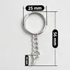 Chaveiro de 25mm com pingente de chave de corrente de quatro seções, chaveiro com fecho lagosta, pino de olhal e corrente para pendurar boneca