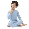 Ropa interior térmica de lana para niños, Tops y pantalones térmicos de seda para niños, Pijamas de cuello redondo para niños, Camisetas de capa base de algodón para niñas