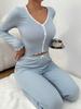 Amazon Temu Más Vendido Tk Estilo Europeo y Americano Ropa de Casa Pijama de Manga Larga Pantalón Largo Ajustado Sexy de Encaje Juego de Pijama