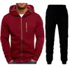 Novo conjunto de duas peças para homens, outono e inverno, esportivo, fitness, moda, casual, com zíper, moletom e calça comprida
