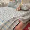 Sábana de Cama de Algodón Esponjoso de Alta Calidad Clase A Súper Suave Funda de Edredón con Encaje Sábana de Cama de Pieza Única de Algodón Puro para Dormitorio de Estudiantes Funda de Almohada 4