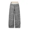 Jia Yiku Marca da Moda 2026 Novo Retro Americano Lavado Estampa de Leopardo Faca Curva Calças Casuais Masculinas Soltas de Perna Larga Unissex