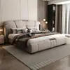 Cama de lujo de cuero genuino para dormitorio principal, cama moderna con cabecero suave estilo italiano, cama con almacenamiento de elevación a gas, cama matrimonial para dormitorio principal, cama de lujo para bodas