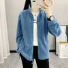 Jaqueta Feminina de Lã Polar Estilo Novo, Casaco de Lã Polar, Jaqueta de Outono e Inverno, Espessada e Forrada com Lã Polar