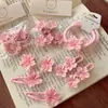 Grampo de Cabelo Flor de Cerejeira Rosa ~ Presilha para Franja de Menina Presilha Lateral Presilha Doce BB Corda de Cabelo Elástica Fofa Presilha para Franja Infantil