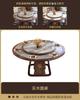 Mesa de Jantar Redonda em Madeira Maciça Ébano Nova Placa de Rocha Chinesa Mesa de Jantar Redonda para Casa Luxo Leve Mesa de Jantar Redonda Combinada para 12 Pessoas