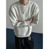 Sudadera para Hombre Primavera y Otoño Nueva Tendencia Estilo Hong Kong Juvenil Casual Pulóver Color Sólido Cuello Redondo Manga Larga Camiseta Base