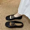 Zapatos Mary Jane de punta redonda con tira cruzada para mujer 2026 Primavera y Otoño Zapatos planos súper suaves de suela plana Boca poco profunda suela blanda Zapatos planos de ballet