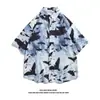 Camisas de Manga Corta de Verano para Hombres y Mujeres Vacaciones en la Costa de Sanya, Hainan Viajes Camisas Florales Casuales Estilo Hong Kong Verano