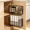 Organizador de filme plástico para porta de armário de cozinha, montado na parede, para guardar itens dentro da porta do armário, porta-temperos, prateleira de armazenamento multifuncional