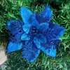 Cruzamento Nova Flor Artificial de Natal Pó Dourado Acessórios para Guirlanda de Natal Decoração de Árvore de Natal Flor de Natal de Três Camadas