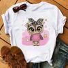 Talla grande mujer estación independiente búho talla grande mujer casual talla grande mujer linda camisa de manga corta mujer verano
