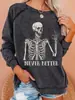 Serie de Cráneos de Halloween Nueva Divertida Impresión de Espacio de Viaje con Calavera Sudadera con Capucha de Cuello Redondo Manga Larga Otoño