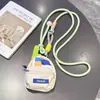 Cordão de Celular Espesso Color-Blocking da Moda, Alça de Ombro Longa Transversal Ajustável, Porta-Moedas e Batom Criativo, Anti-Perda para Uso Externo