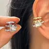 Brinco Ear Cuff Zircônia Gota d'Água Super Brilhante Cruzado Sem Furo Luxo Leve Estilo Frio High-End Nicho Exquisito Clipe de Orelha Brinco