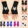 Guantes de lana tejidos de doble capa estilo coreano sin dedos invierno lindos estrella de cinco puntas cálidos guantes de dedos abiertos venta al por mayor de fábrica