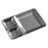 Plato de Acero Inoxidable Retro con Compartimentos, Plato para Condimentos, Plato Integrado para Salsa para Dipear, Plato para Snacks, Plato para Salsa de Carne, Plato Plano, Plato para Barbacoa